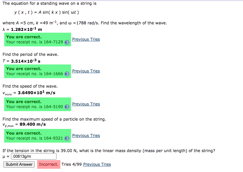 Solved The equation for a standing wave on a string is y (x, | Chegg.com