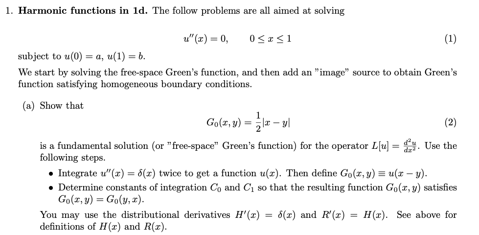 1. Harmonic functions in 1d. The follow problems are | Chegg.com