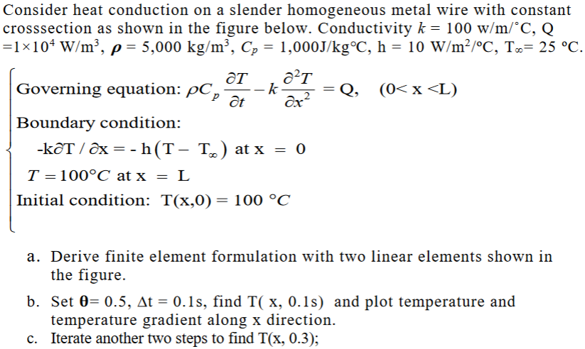 Solved Consider heat conduction on a slender homogeneous | Chegg.com