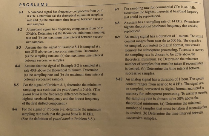 Solved PROBLEMS 8-7 The sampling rate for commercial CDs is | Chegg.com