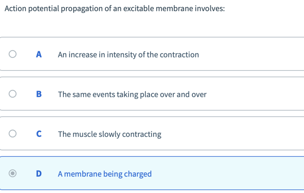 Solved Action potential propagation of an excitable membrane | Chegg.com