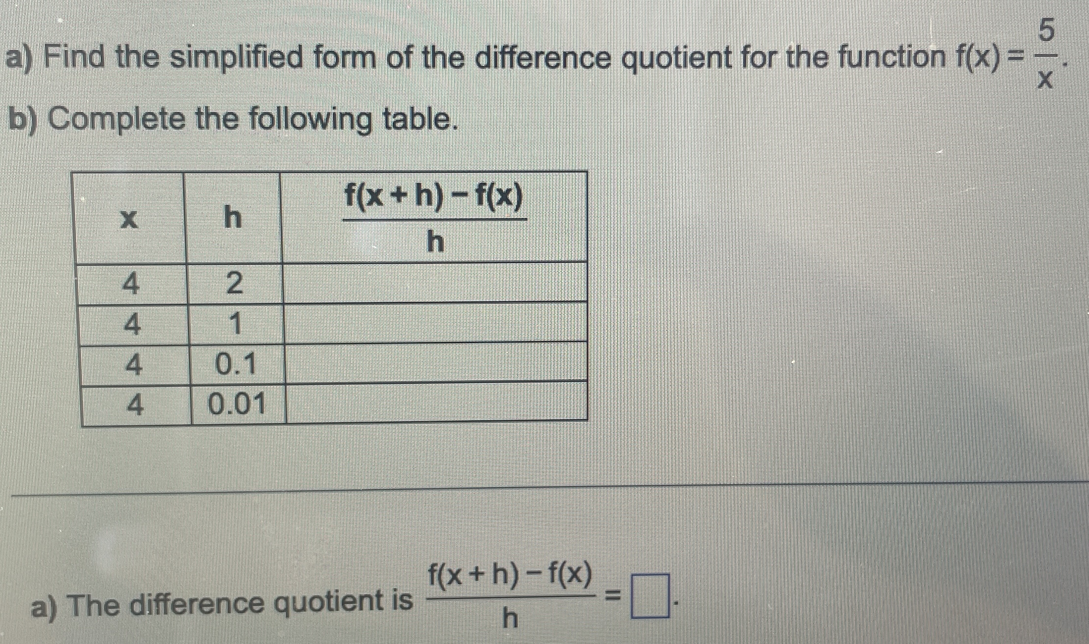 Solved a) Find the simplified form of the difference | Chegg.com