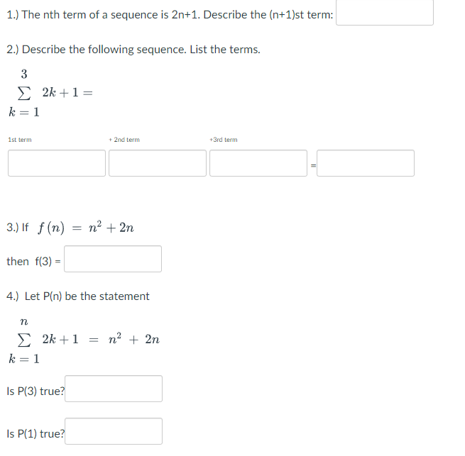 Solved 1.) The Nth Term Of A Sequence Is 2n+1. Describe The | Chegg.com