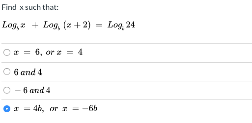 Solved Find x such that: Log, x + Log, (x + 2) Log, 24 C = | Chegg.com