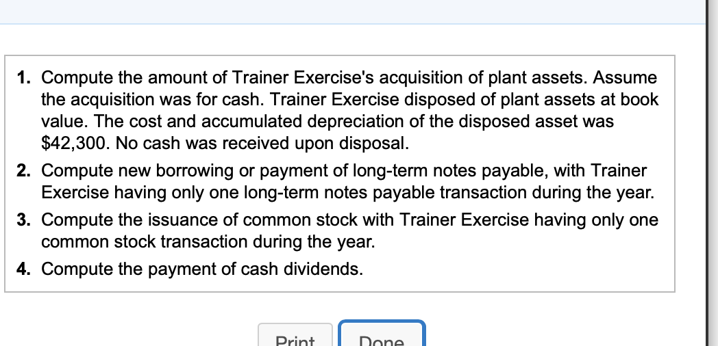 Solved Trainer Exercise Equipment, Inc. reported the