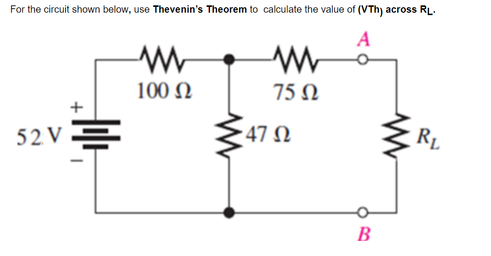 Solved For the circuit shown below, use Thevenin's Theorem | Chegg.com