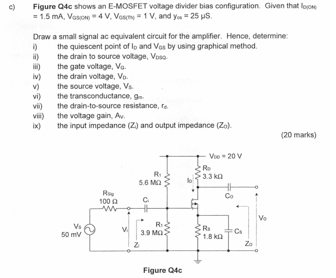 Solved C Figure Q4c Shows An E Mosfet Voltage Divider Bi Chegg Com