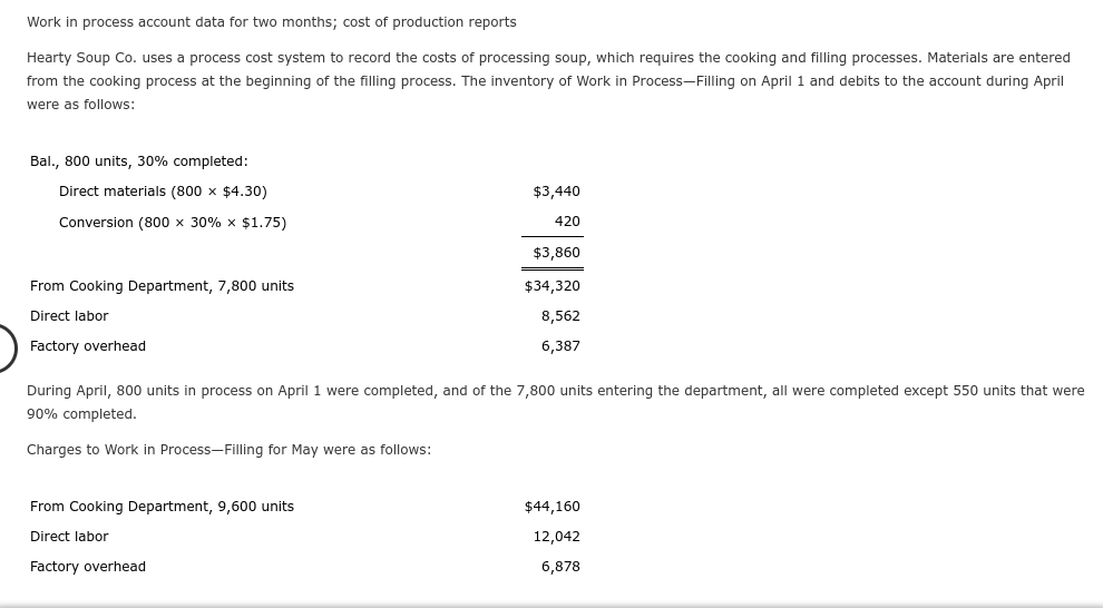 Solved Work In Process Account Data For Two Months Cost Of 6935