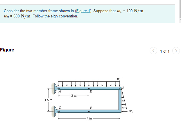Solved Consider the two-member frame shown in 1. Suppose | Chegg.com