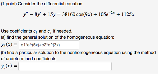 Solved (1 point) Consider the differential equation y" - 2y | Chegg.com