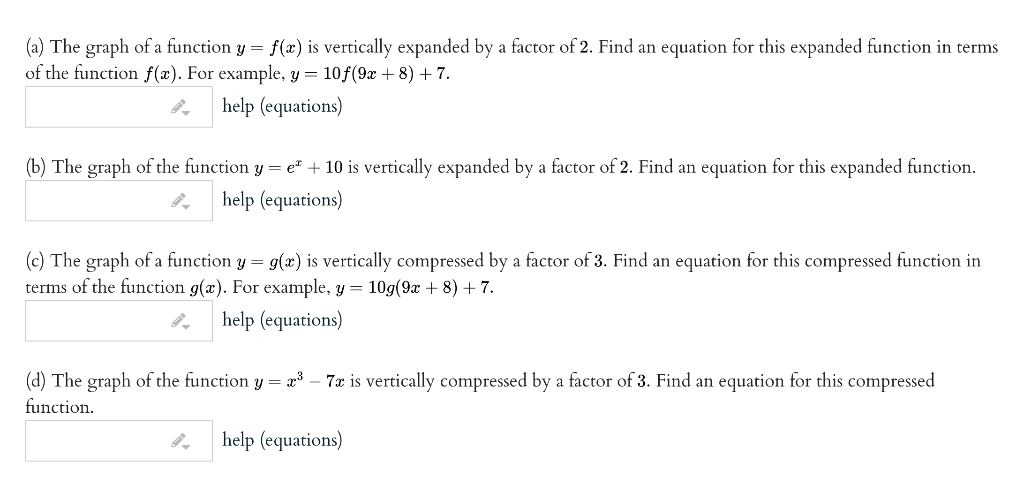 Solved (a) The graph of a function y = f(x) is vertically | Chegg.com