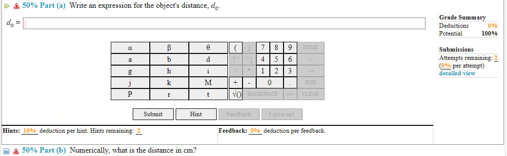 Solved 4\%) Problem 3: An object is placed a distance d0 in | Chegg.com