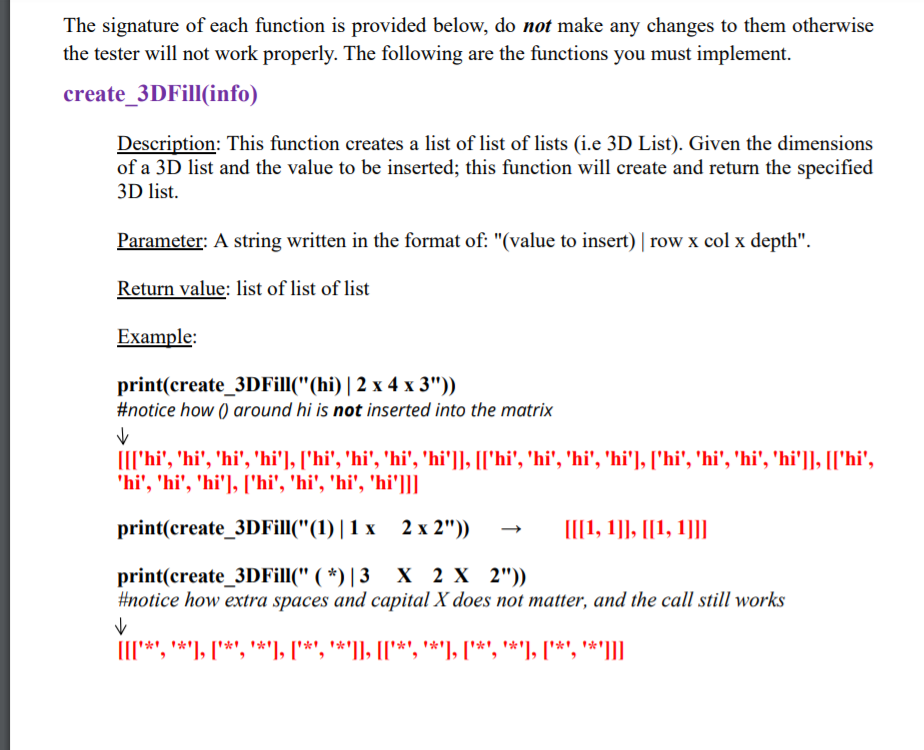 Solved The signature of each function is provided below, do | Chegg.com