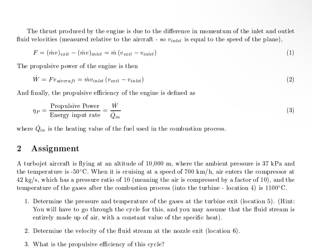 Solved 1 Introduction Jet engines found on aircraft are | Chegg.com