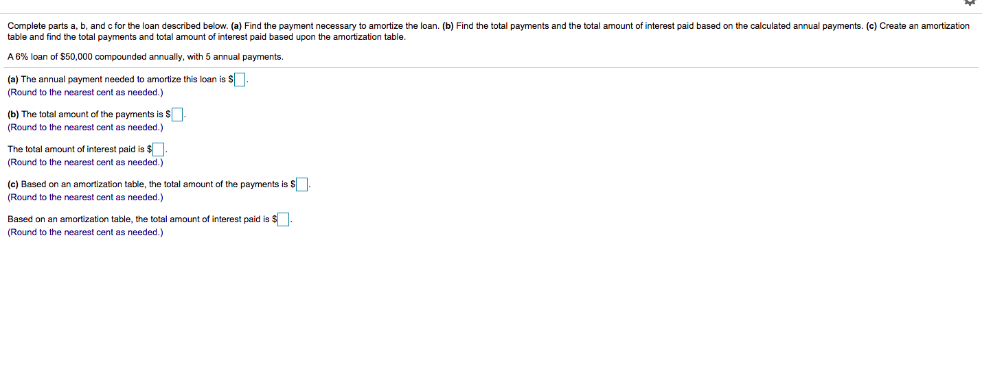 Solved Complete Parts A, B, And C For The Loan Described | Chegg.com