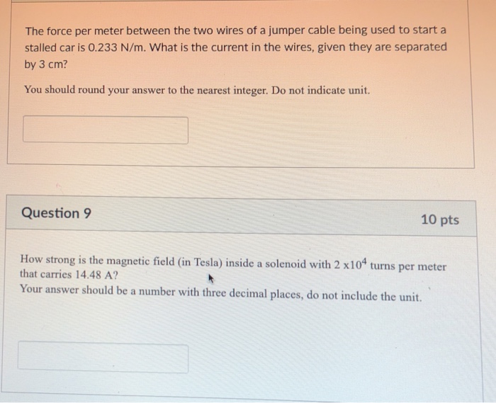 Solved The force per meter between the two wires of a jumper