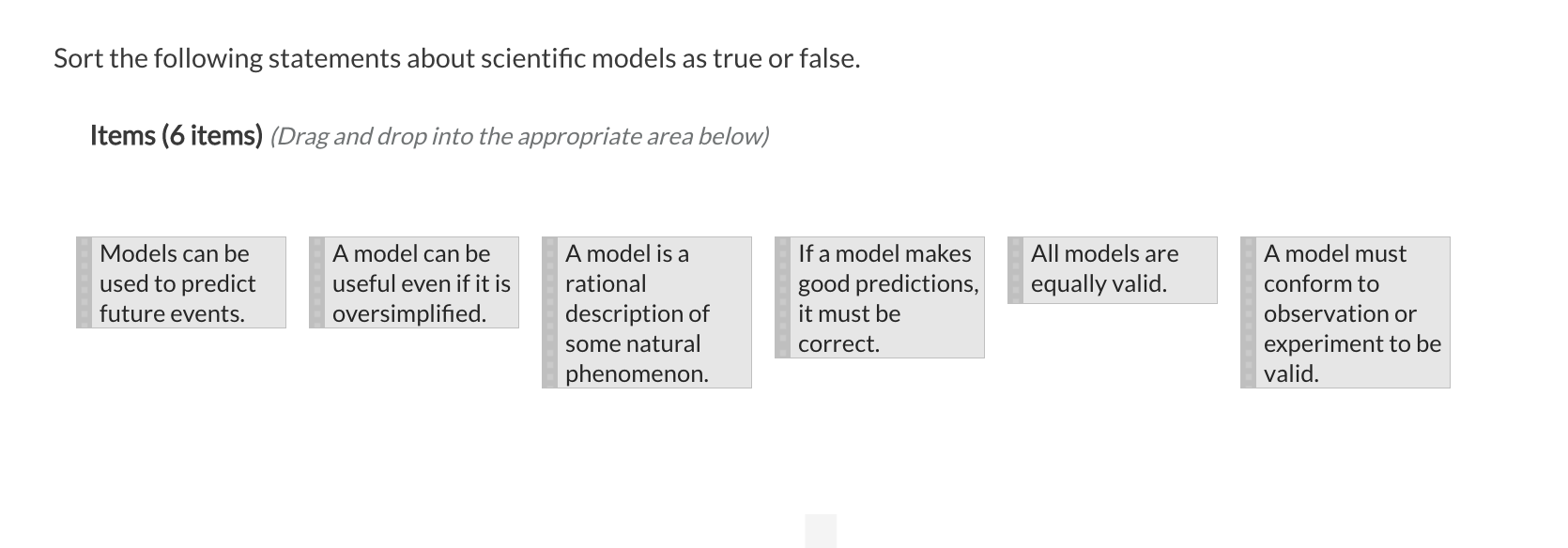 Solved Sort The Following Statements About Scientific Models | Chegg.com