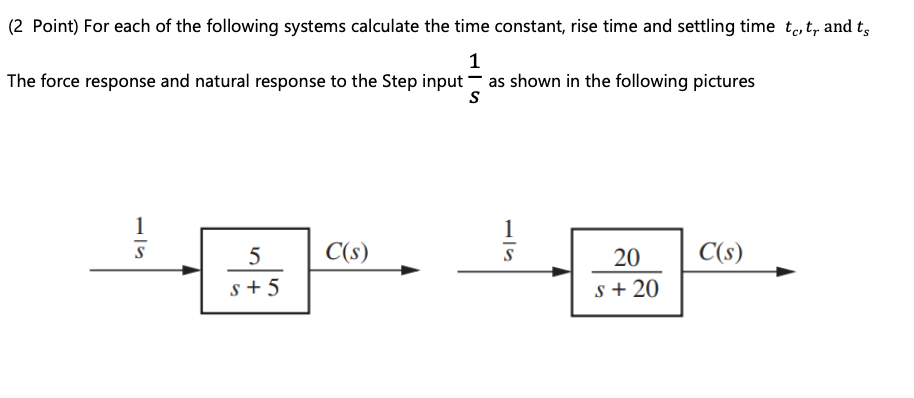 Solved (2 Point) For each of the following systems calculate | Chegg.com