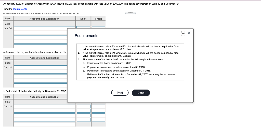 Solved On January 1, 2018, Engineers Credit Union (ECU)