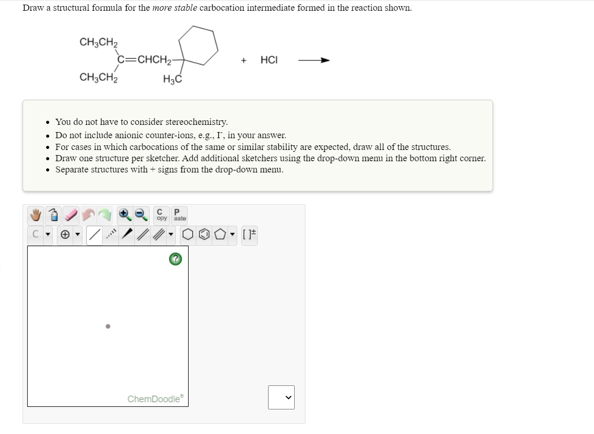 Solved Draw a structural formula for the more stable | Chegg.com