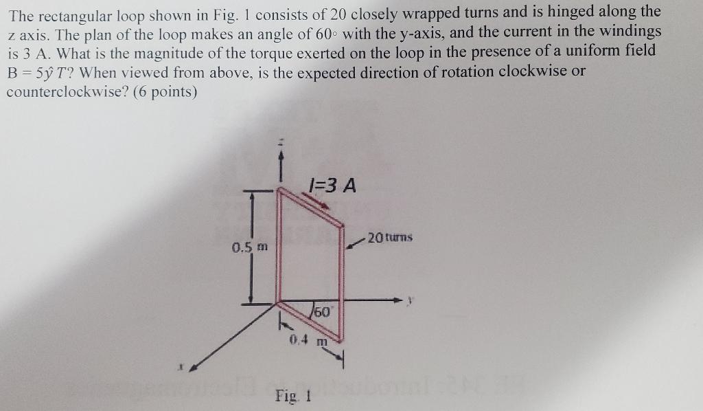Solved The rectangular loop shown in Fig. 1 consists of 20 | Chegg.com