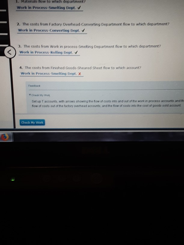 Solved 1. Materials How to which department? Work in Procem 
