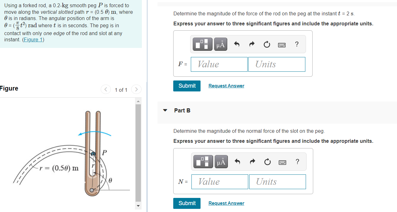 Solved Using a forked rod, a 0.2-kg smooth peg P is forced | Chegg.com