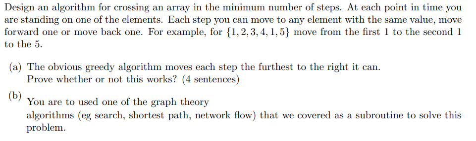 Solved Design an algorithm for crossing an array in the | Chegg.com