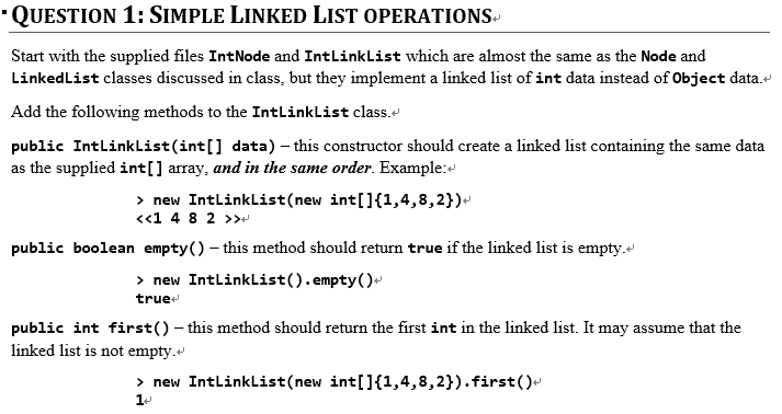 Solved QUESTION 1: SIMPLE LINKED LIST OPERATIONS. Start with | Chegg.com