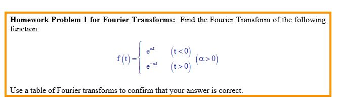 Solved Homework Problem 1 For Fourier Transforms: Find The | Chegg.com