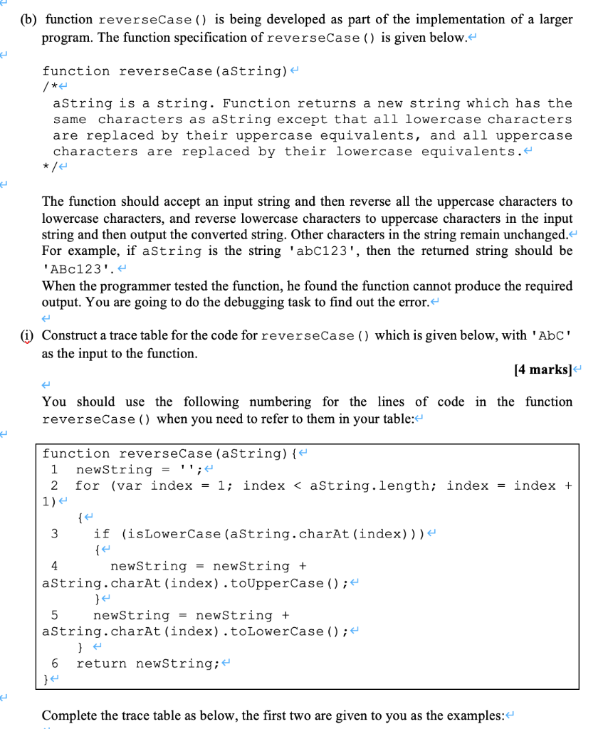 Solved (b) Function ReverseCase() Is Being Developed As Part | Chegg ...