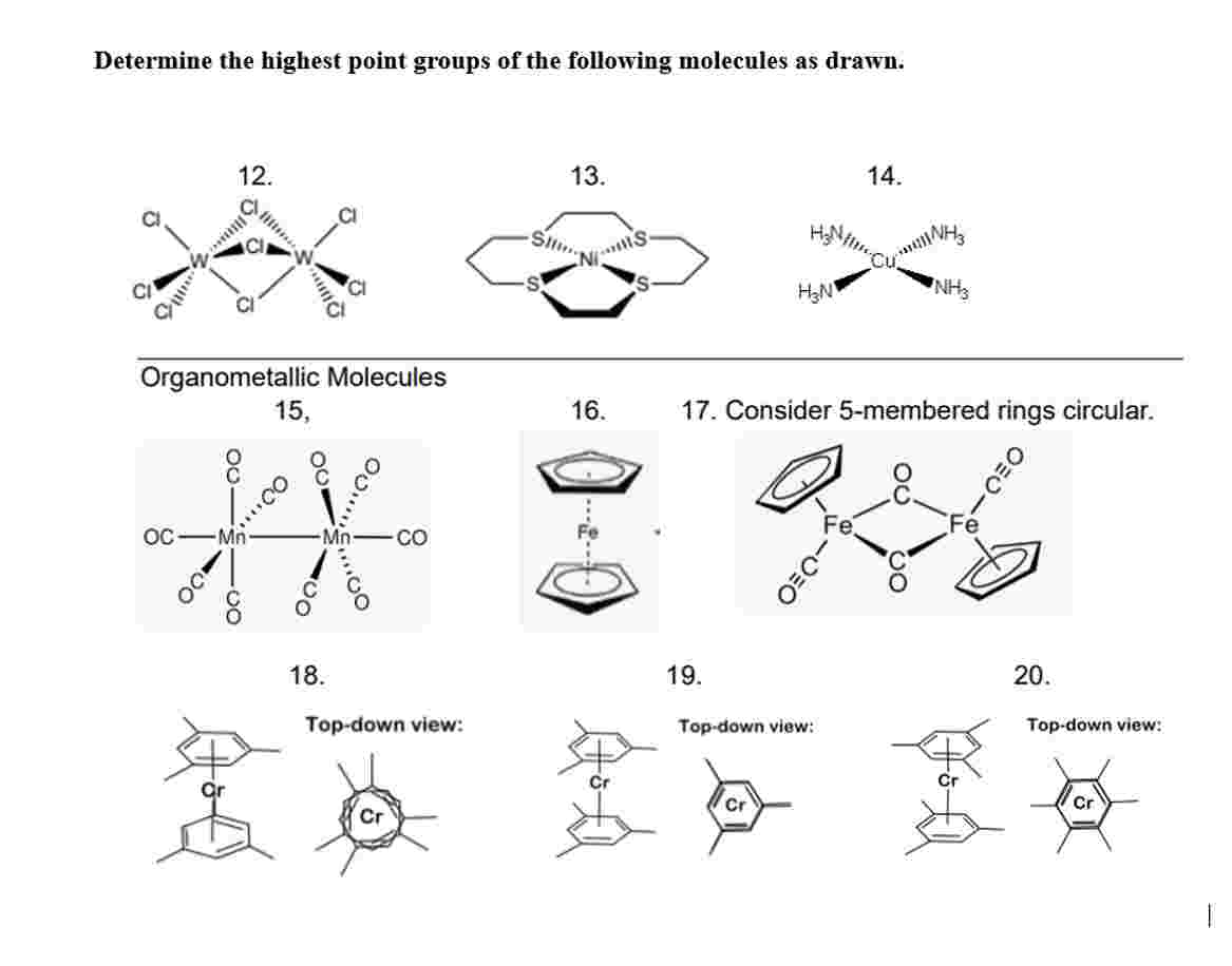 Solved Determine the highest point groups of the following | Chegg.com