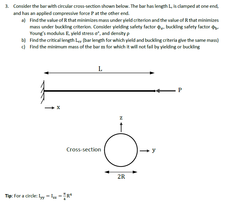 Solved 3. Consider the bar with circular cross-section shown | Chegg.com