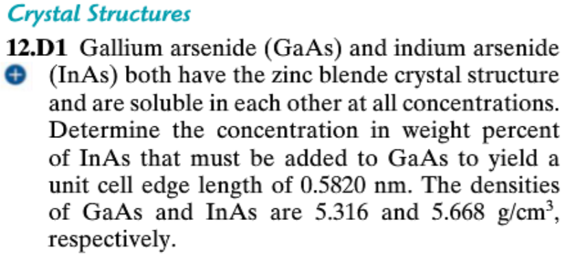 Solved Crystal Structures 12.D1 Gallium Arsenide (GaAs) And | Chegg.com