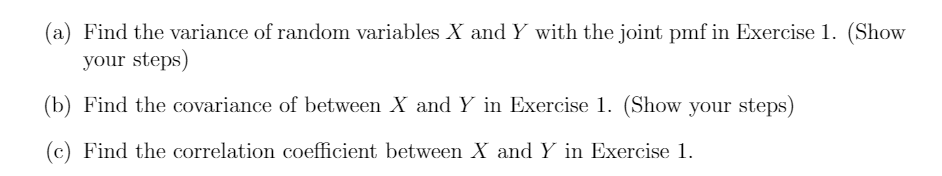 Solved (a) Find the variance of random variables X and Y | Chegg.com