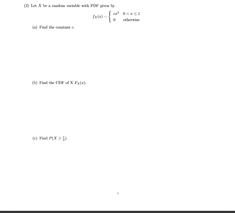 Solved (2) Let X be a random variable with PDF given by | | Chegg.com
