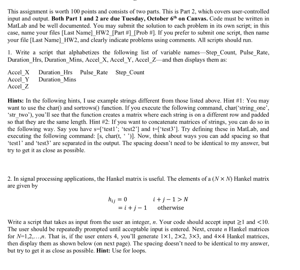 This assignment is worth 100 points and consists of | Chegg.com