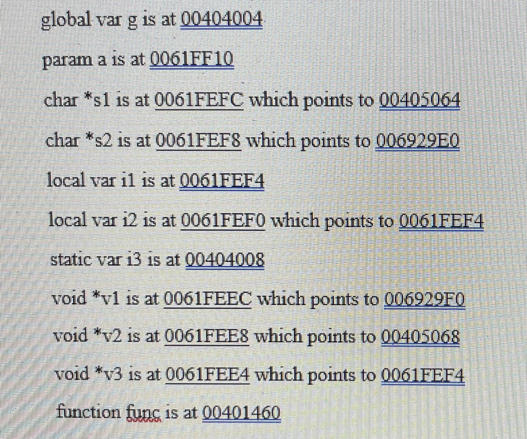 Solved global var g is at 00404004 param a is at 0061FF10 | Chegg.com