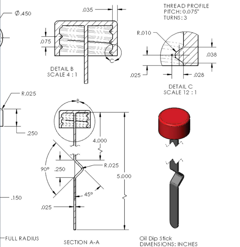 Solved SOLIDWORKS. Need help drawing the THREAD PROFILE, | Chegg.com