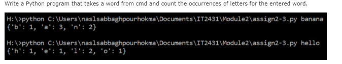 Solved Write a Python program that takes a word from cmd and | Chegg.com