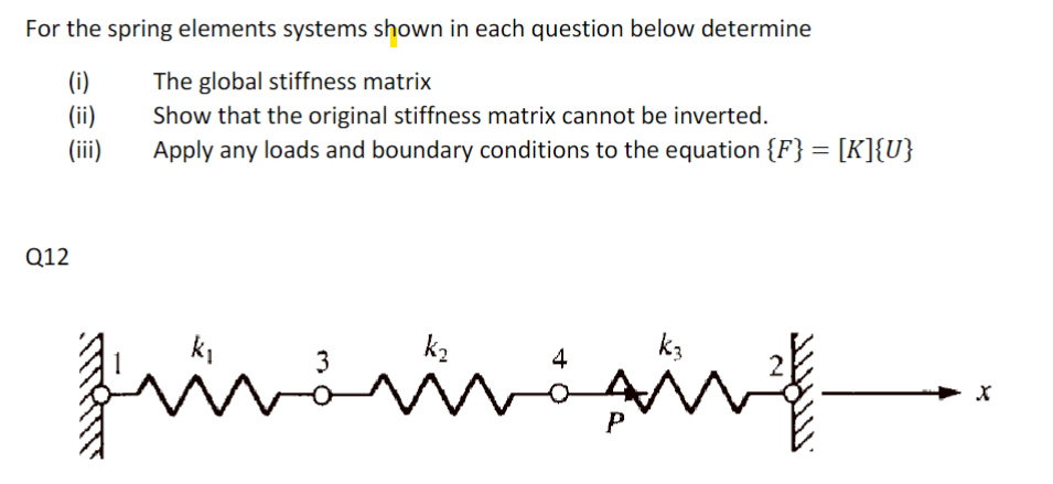 Solved For the spring elements systems shown in each | Chegg.com