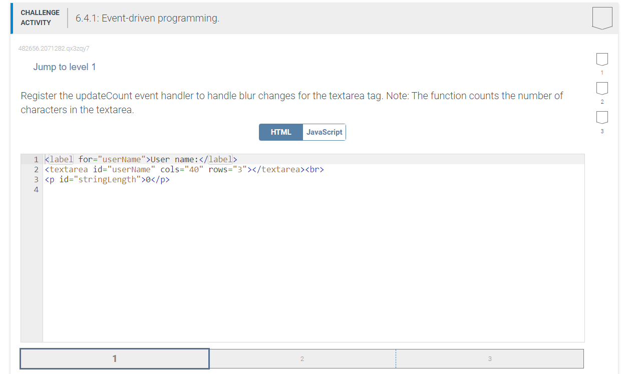 Solved Register the updateCount event handler to handle blur | Chegg.com