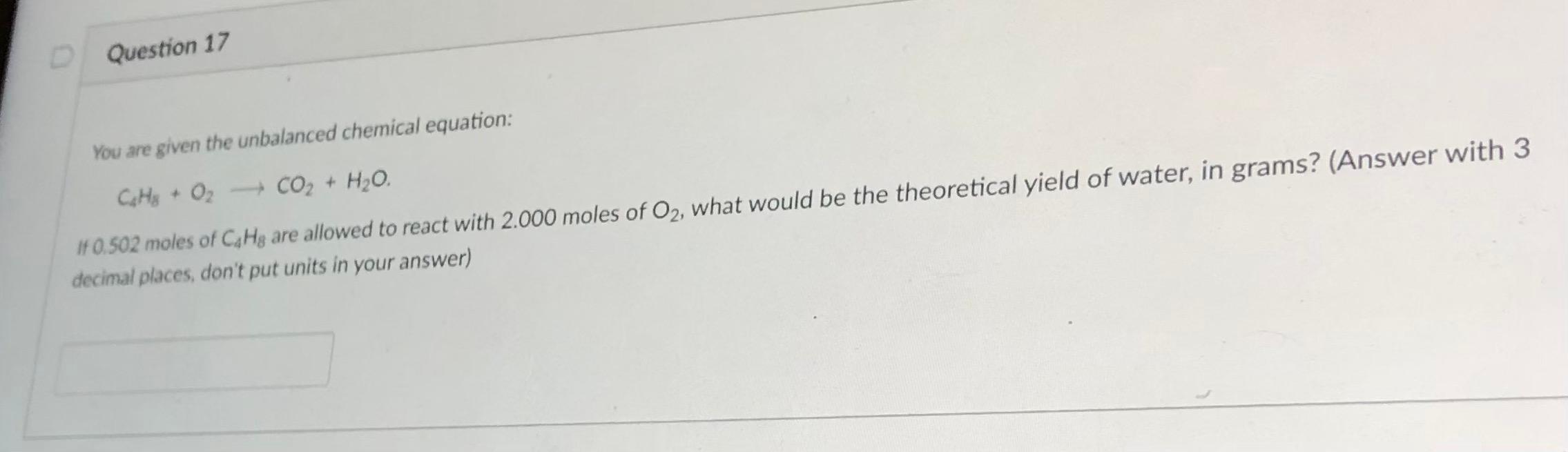 Solved You are given the unbalanced chemical equation: | Chegg.com