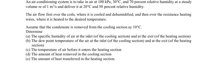 Solved An air-conditioning system is to take in air at 100 | Chegg.com