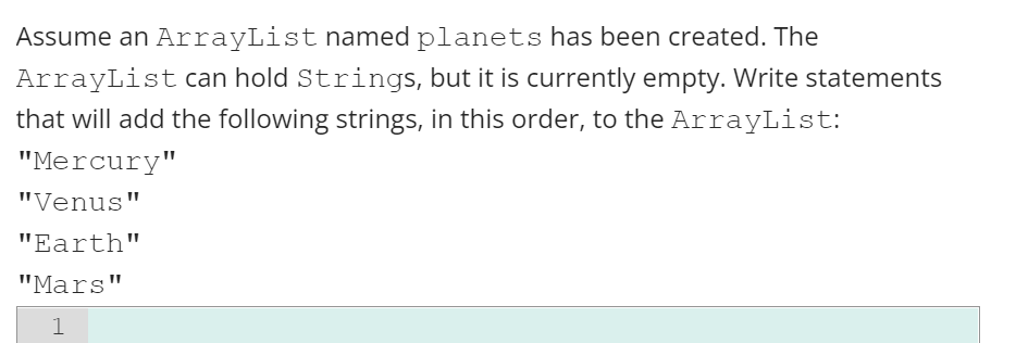 Solved Assume An ArrayList Named Planets Has Been Created. | Chegg.com