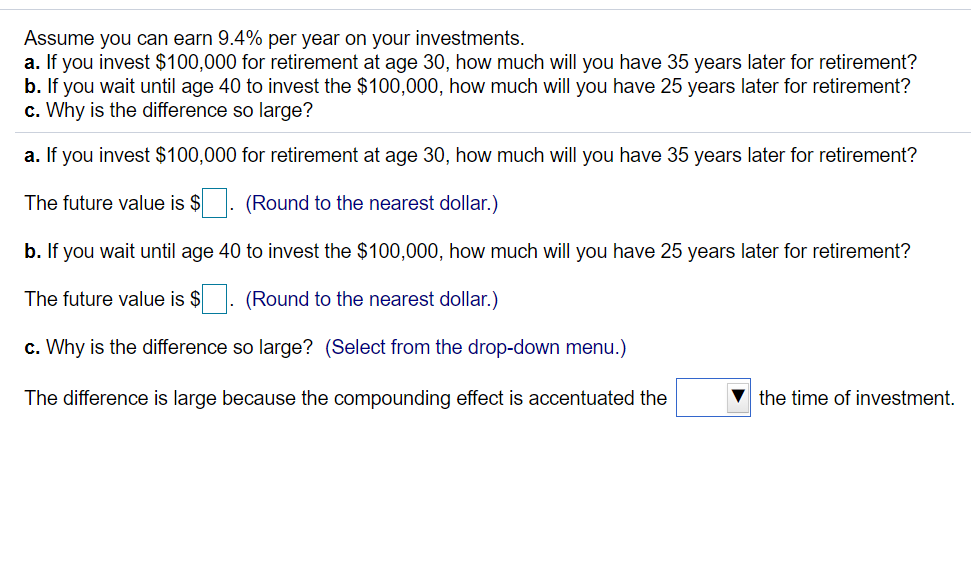 Solved Assume You Can Earn 9.4% Per Year On Your | Chegg.com