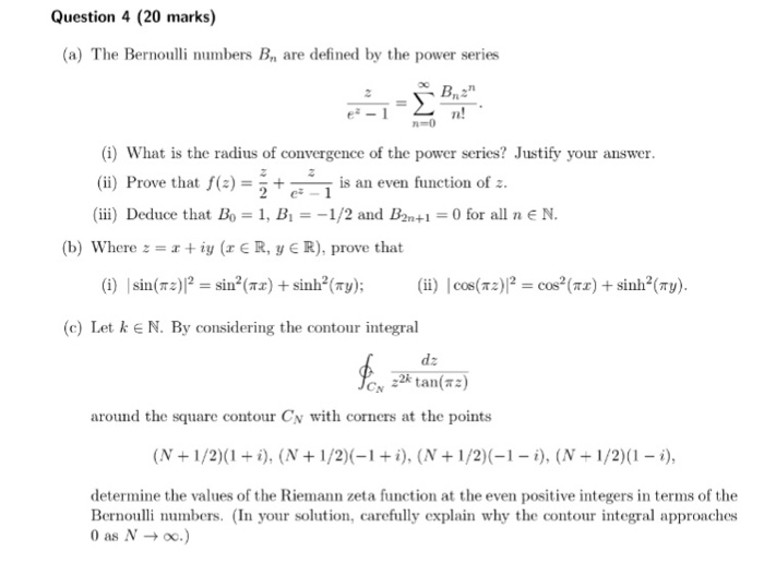 Solved The Bernoulli numbers B_n are defined by the power | Chegg.com