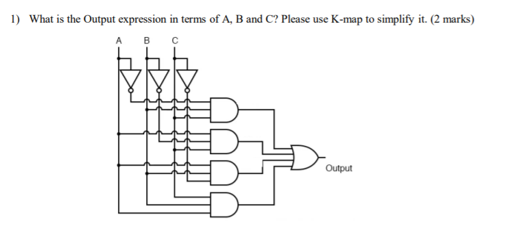 Solved 1) What is the Output expression in terms of A, B and | Chegg.com