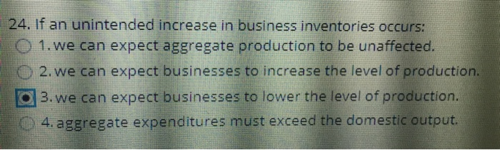 Solved: 24. If An Unintended Increase In Business Inventor... | Chegg.com