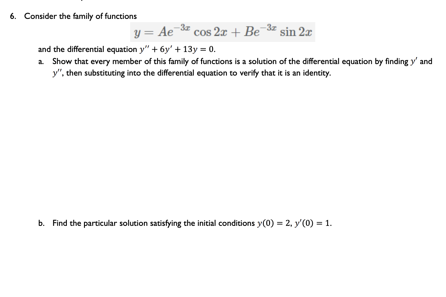 Solved 6. Consider the family of functions | Chegg.com